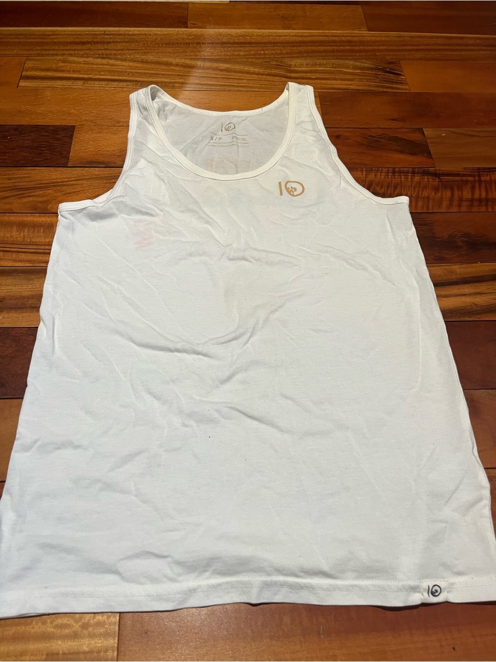 tentree White Tank Top with Small Gold Logo